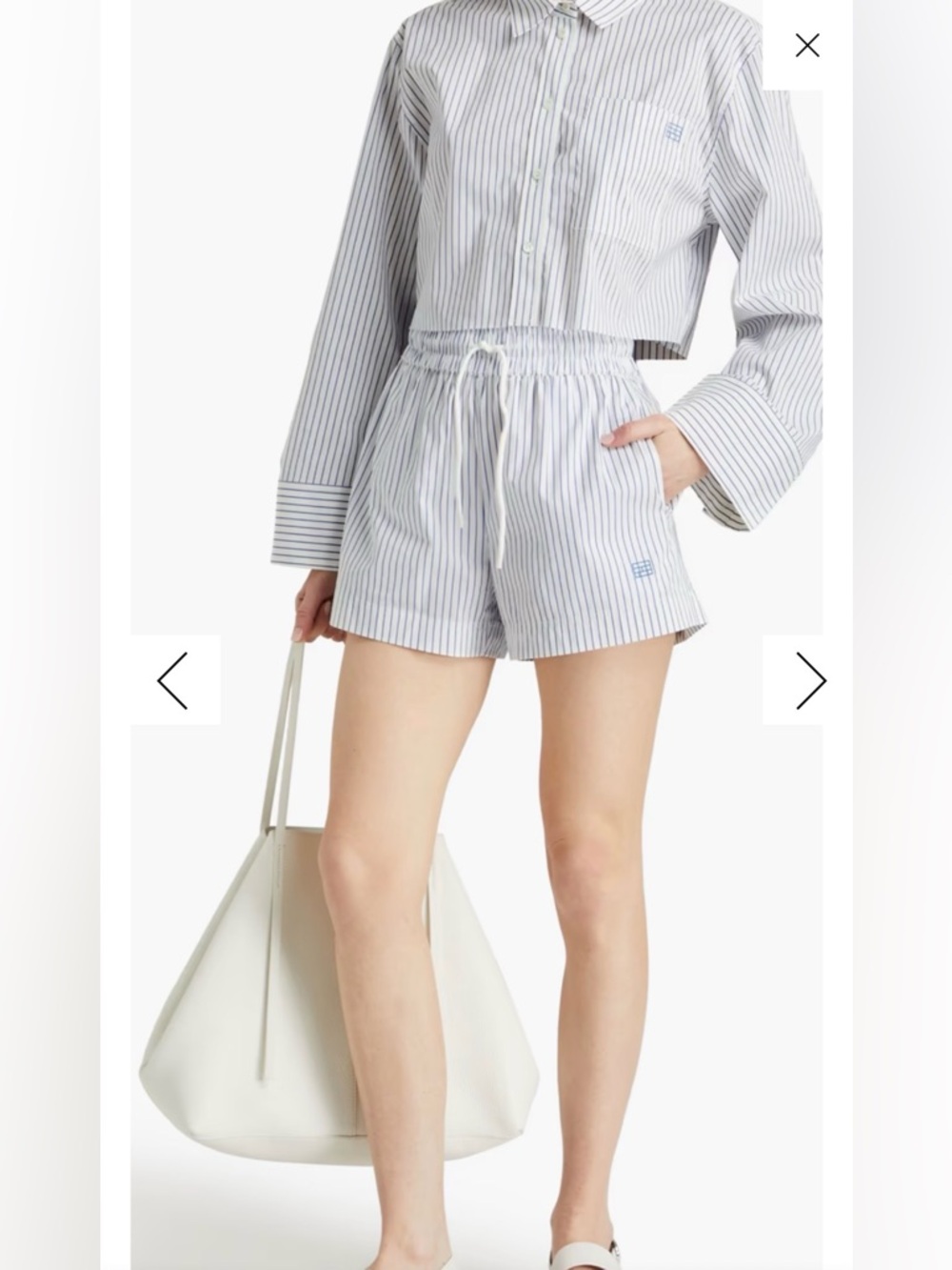 FRAME Striped cotton-blend poplin shorts